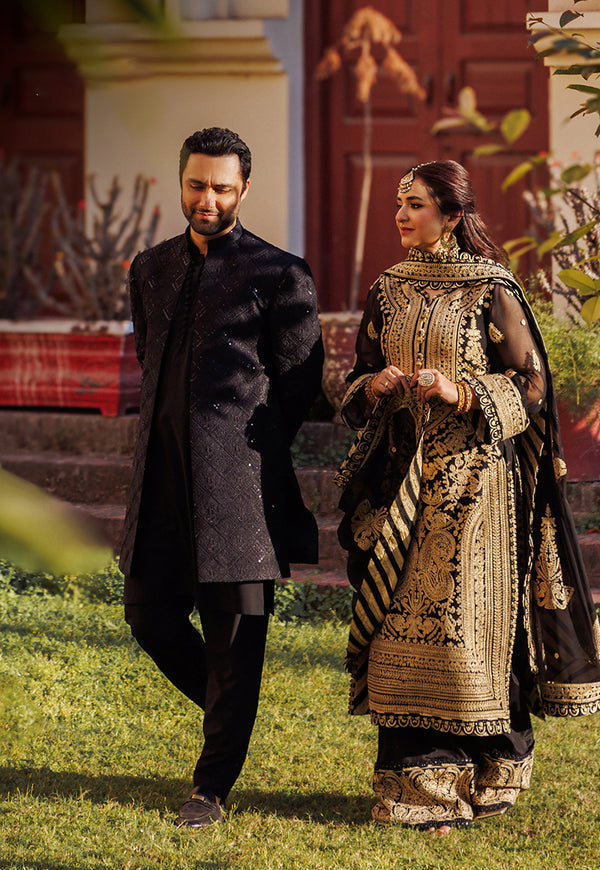 Embroidered Black & Gold Eid Suit Pakistani Salwar Suit Kameez Dress