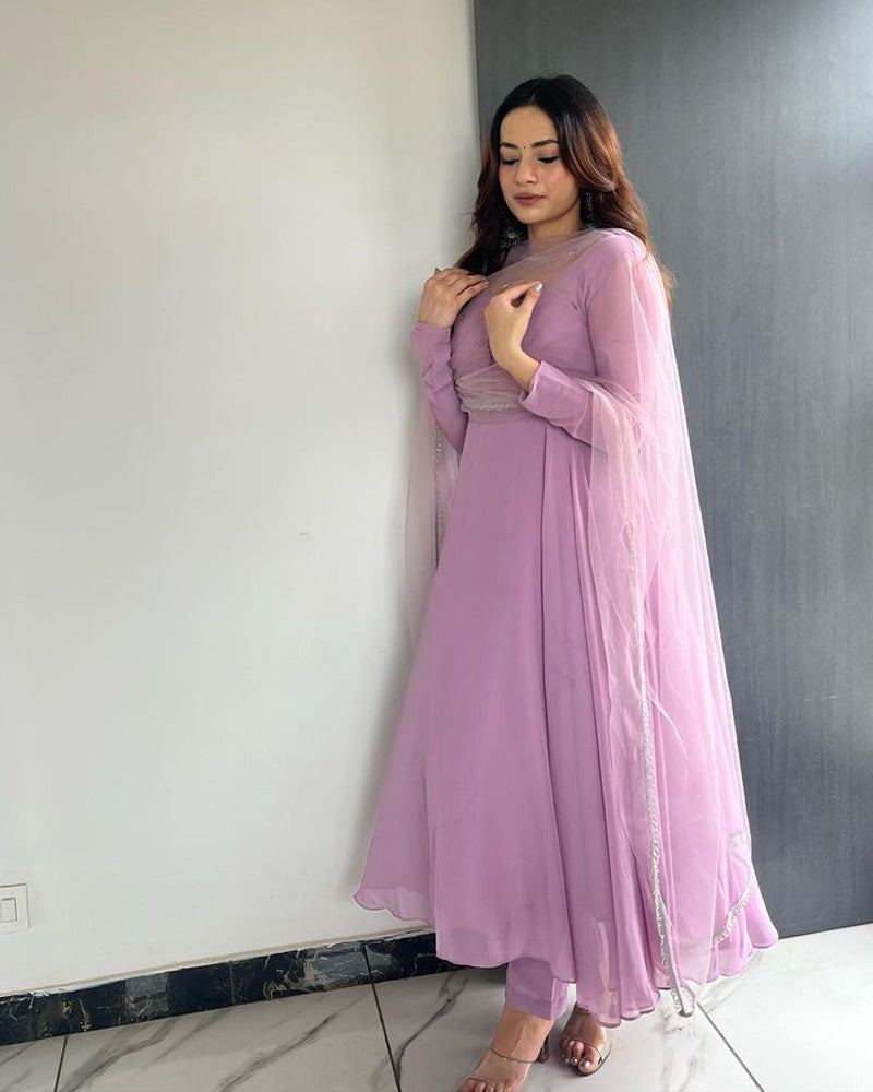 Kirti Singh Onion Color Anarkali Three Piece Suit