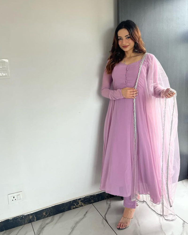 Kirti Singh Onion Color Anarkali Three Piece Suit