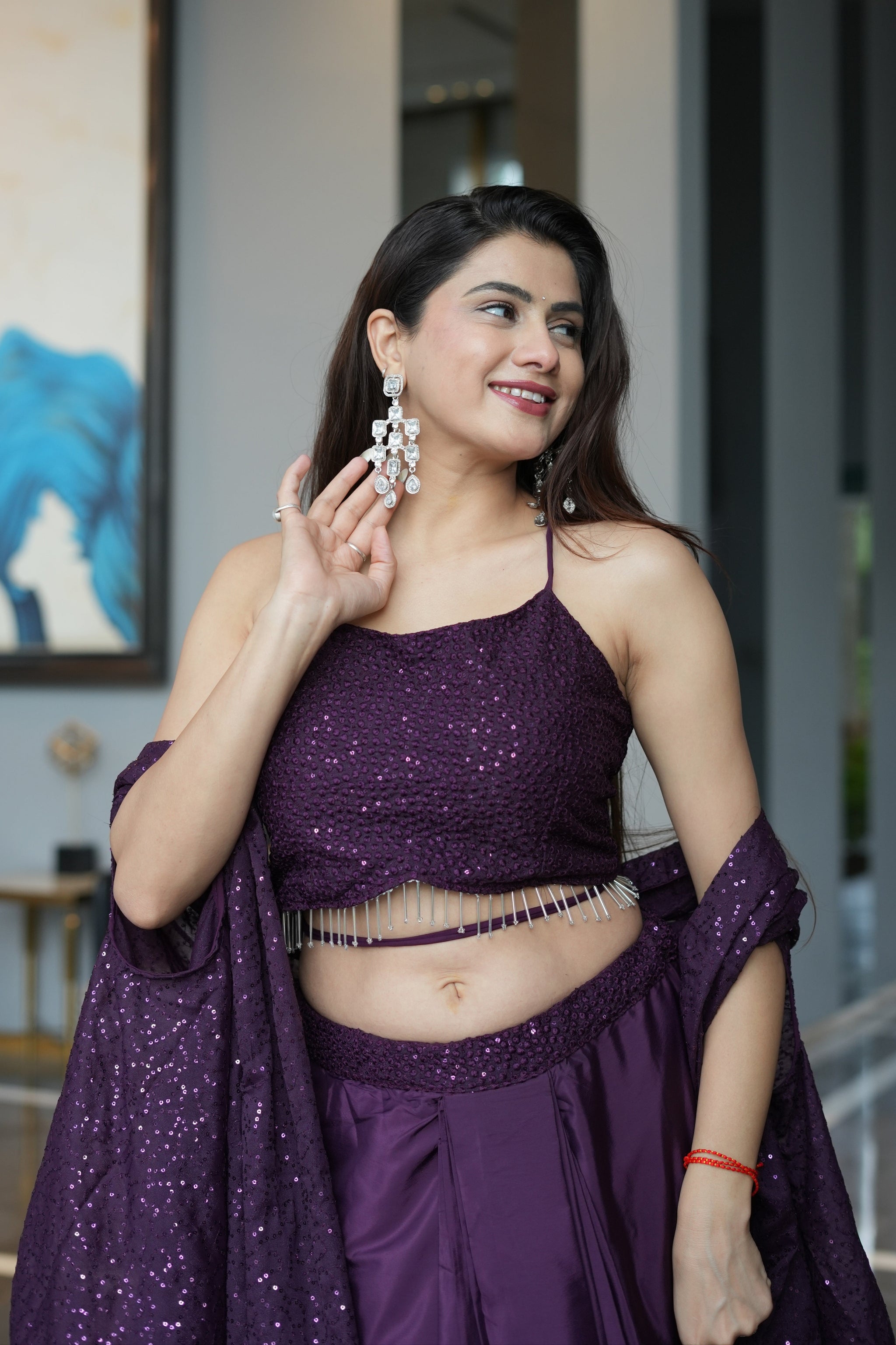 Diksha Pawar Wine Colour Indowestern Dhoti Suit With Shrug