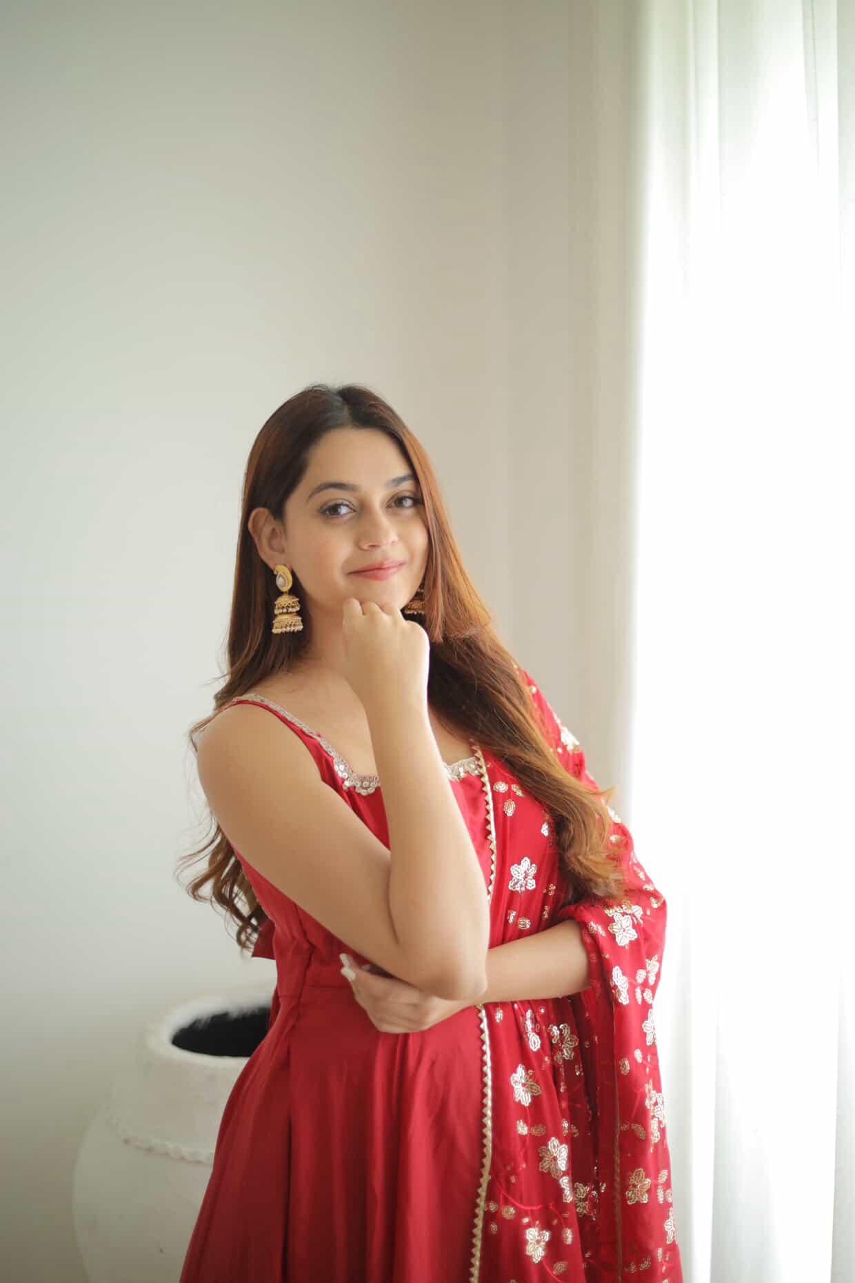 Vaishnavi Rao Manjula Maroon Anarkali Gown Suit Set