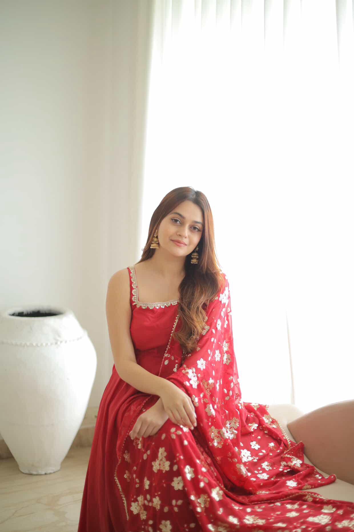 Vaishnavi Rao Manjula Maroon Anarkali Gown Suit Set