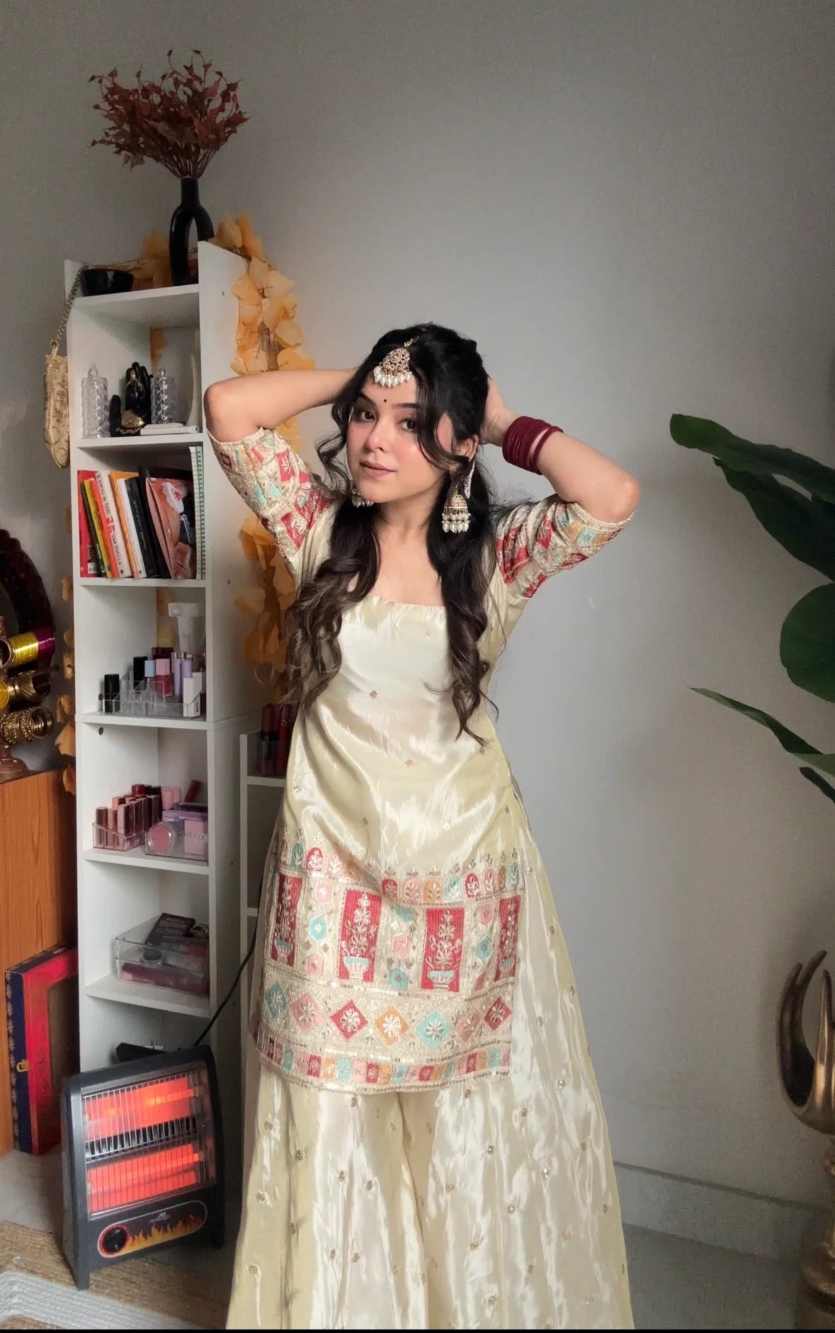 Khushi Silk Heavy Work Off White Sharara Set