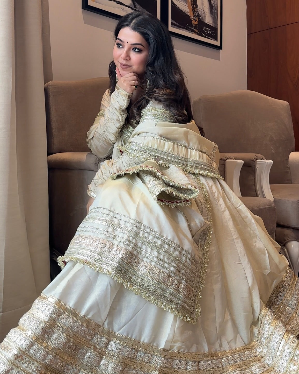 Neha's Off White Colour Trending Anarkali Suit Set