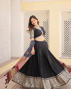 Black Color Jacquard Lehenga Choli With Gaji Silk Dupatta