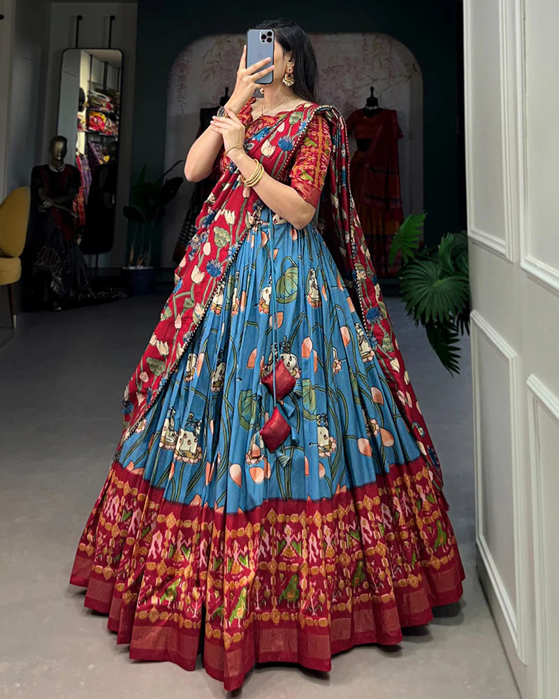 FIROZI COLOR TUSSAR SILK PATOLA PRINTED LEHENGA CHOLI