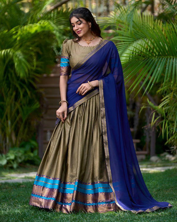 CHIKOO COLOR POLY COTTON LEHENGA CHOLI