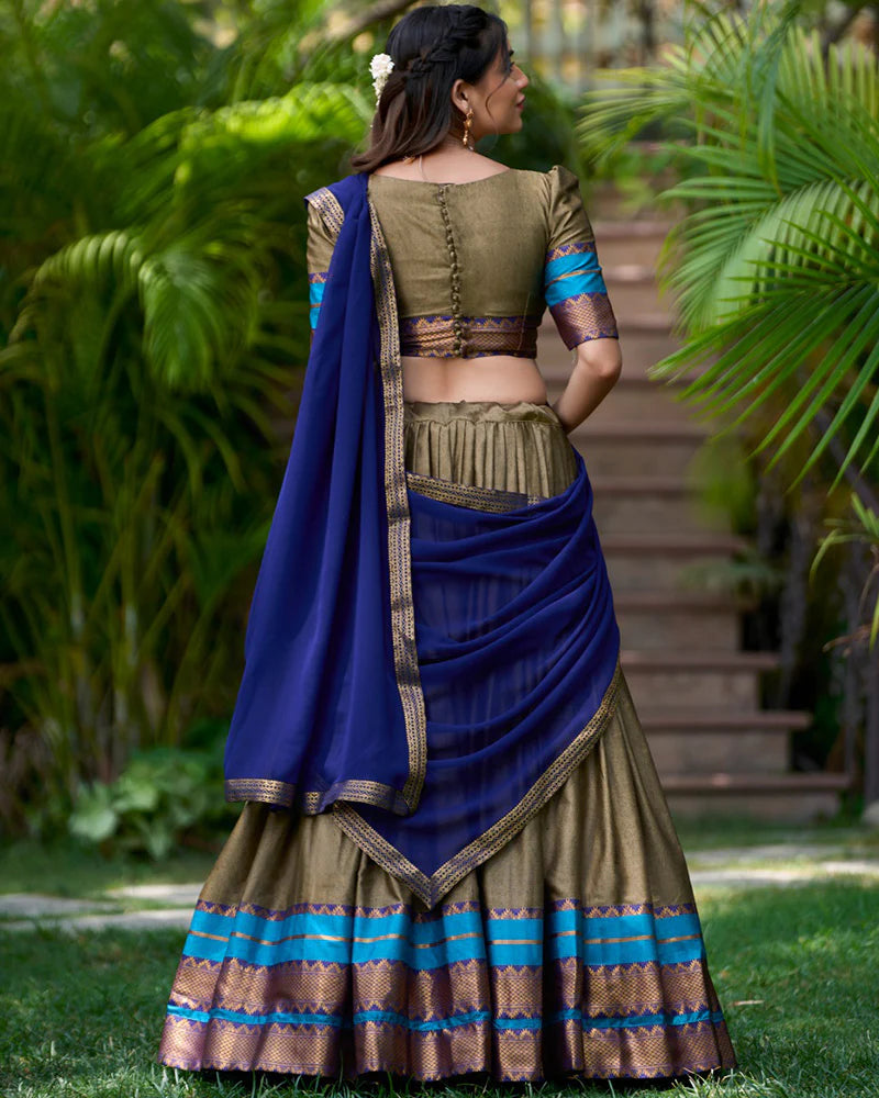 CHIKOO COLOR POLY COTTON LEHENGA CHOLI