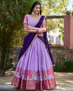 LAVENDER COLOR COTTON SILK DESIGNER LEHENGA CHOLI