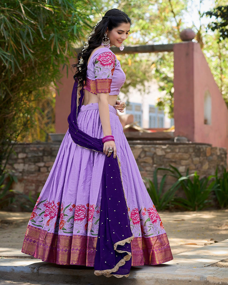 LAVENDER COLOR COTTON SILK DESIGNER LEHENGA CHOLI