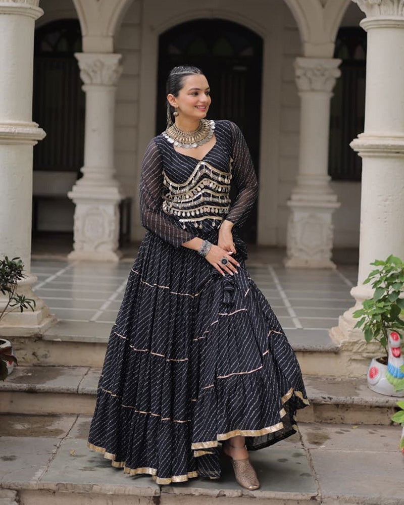 Parrot Green Color Soft Georgette Navratri Lehenga Choli (Copy)