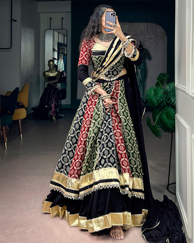 Black Color Pure Rayon Special Navratri Lehenga Choli