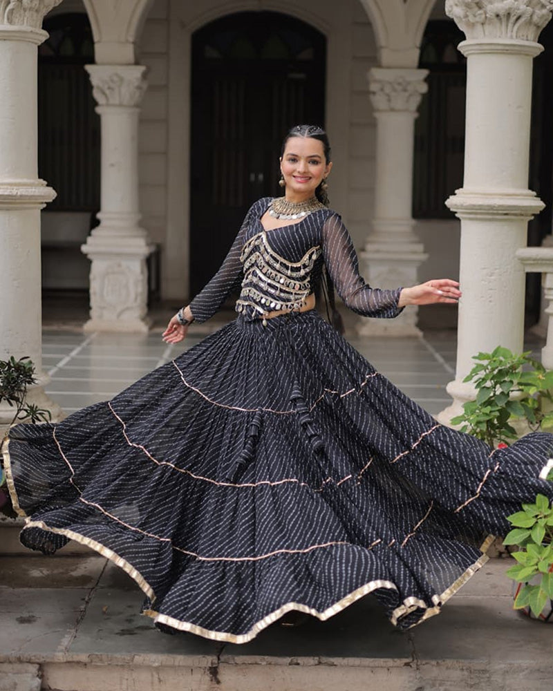 Parrot Green Color Soft Georgette Navratri Lehenga Choli (Copy)
