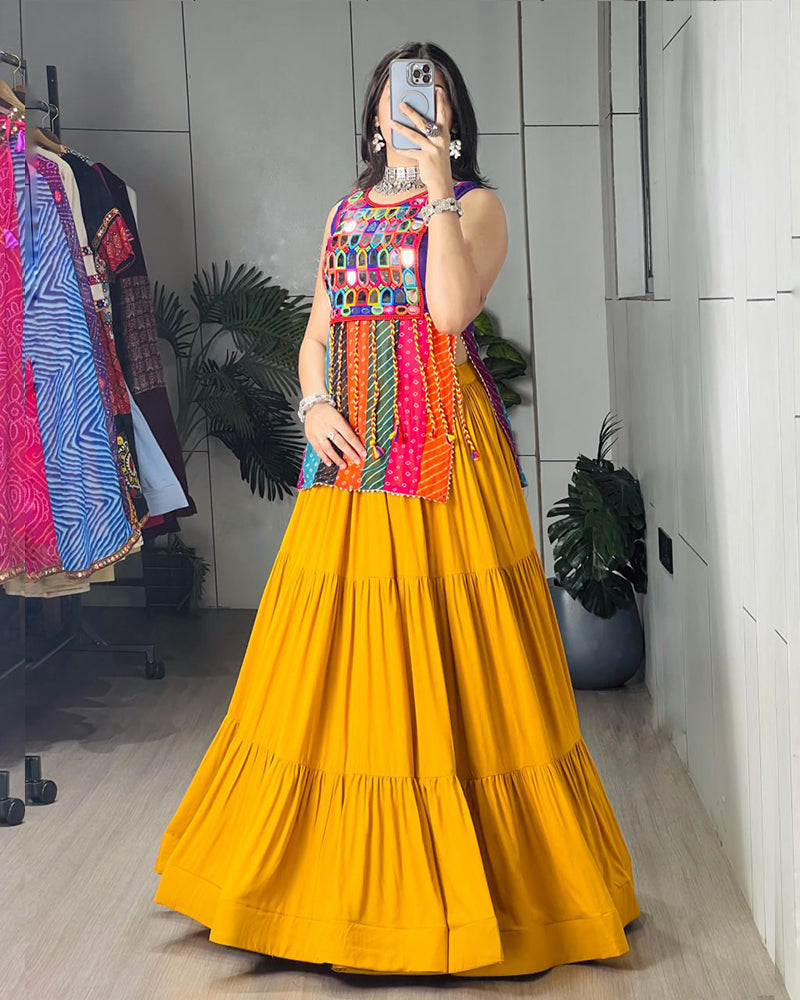 Deep Purple Color Pure Rayon Cotton Navratri Lehenga Choli
