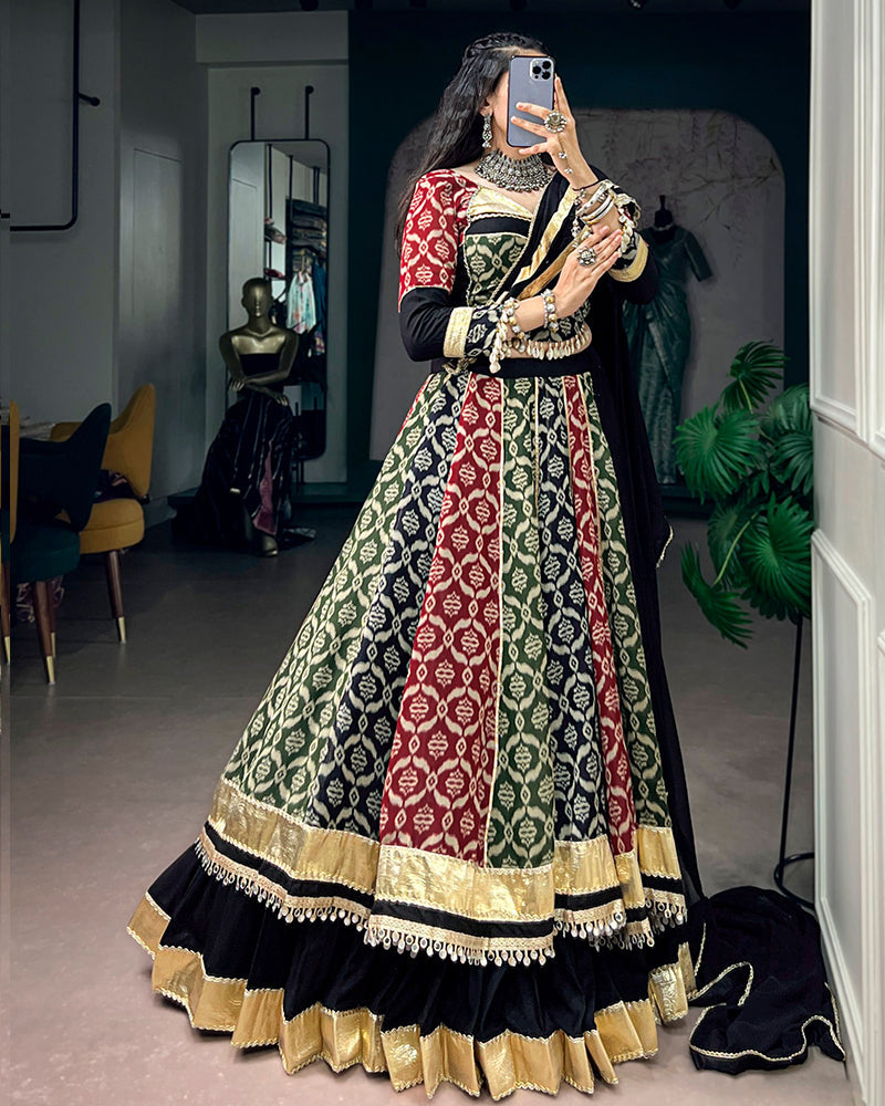Black Color Pure Rayon Special Navratri Lehenga Choli