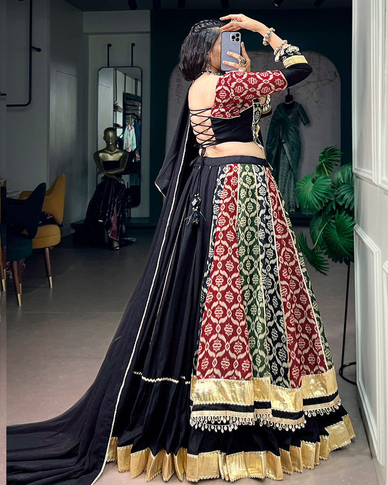 Black Color Pure Rayon Special Navratri Lehenga Choli