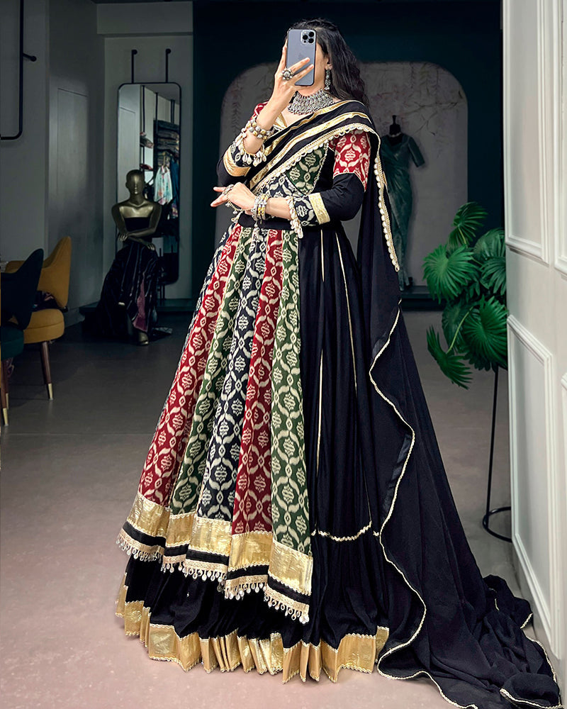Black Color Pure Rayon Special Navratri Lehenga Choli