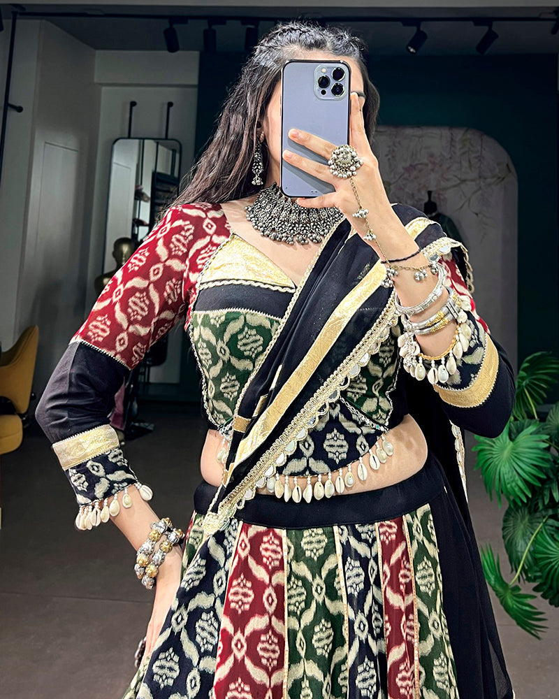 Black Color Pure Rayon Special Navratri Lehenga Choli
