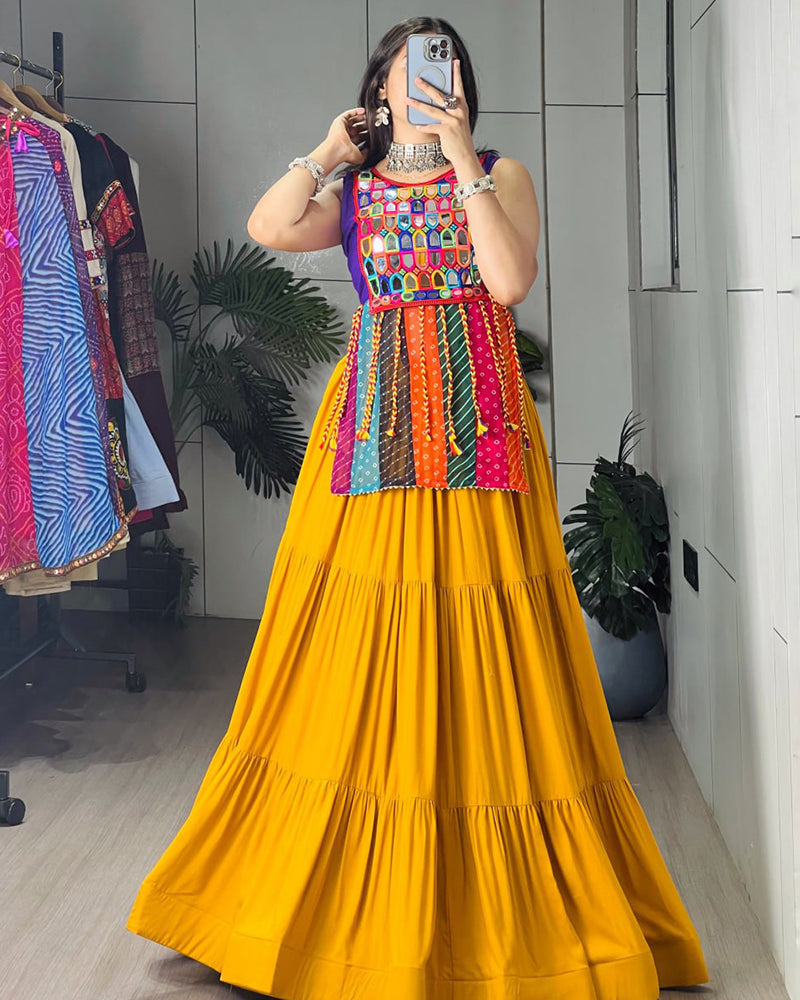Deep Purple Color Pure Rayon Cotton Navratri Lehenga Choli