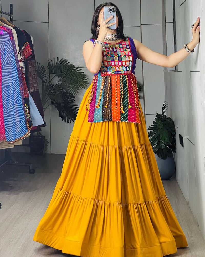 Deep Purple Color Pure Rayon Cotton Navratri Lehenga Choli