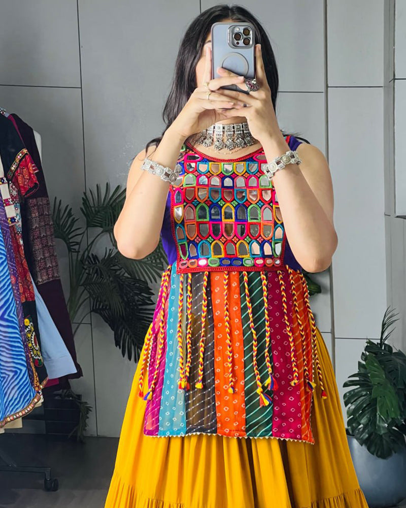 Deep Purple Color Pure Rayon Cotton Navratri Lehenga Choli