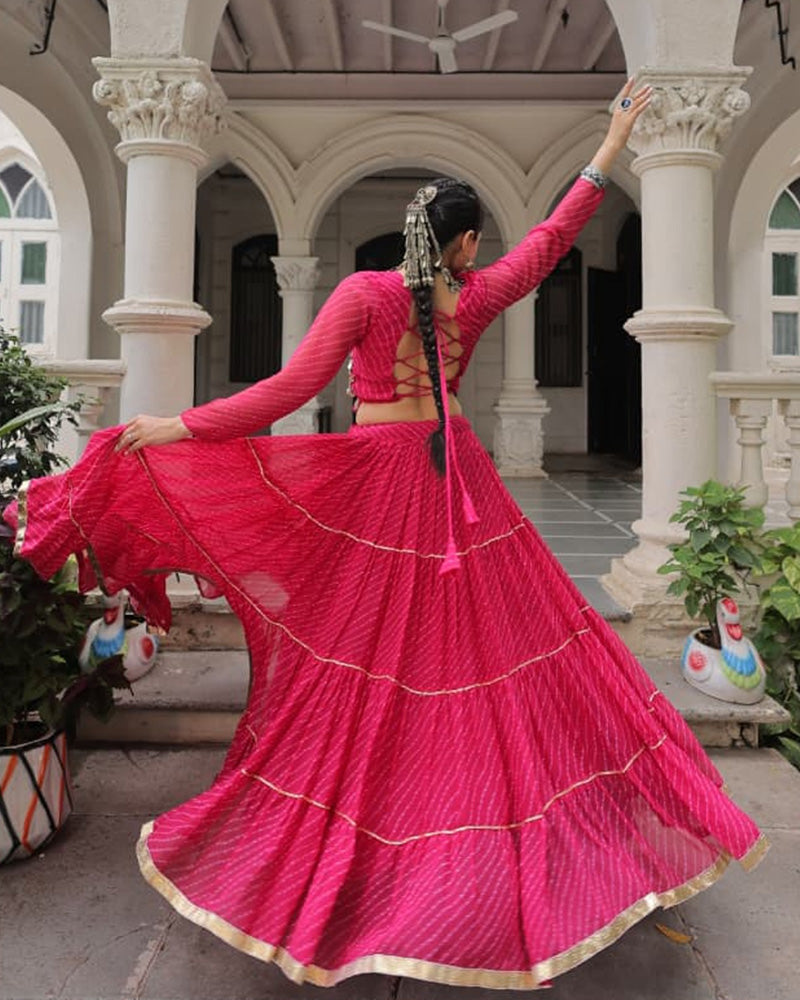 Parrot Green Color Soft Georgette Navratri Lehenga Choli (Copy) (Copy)