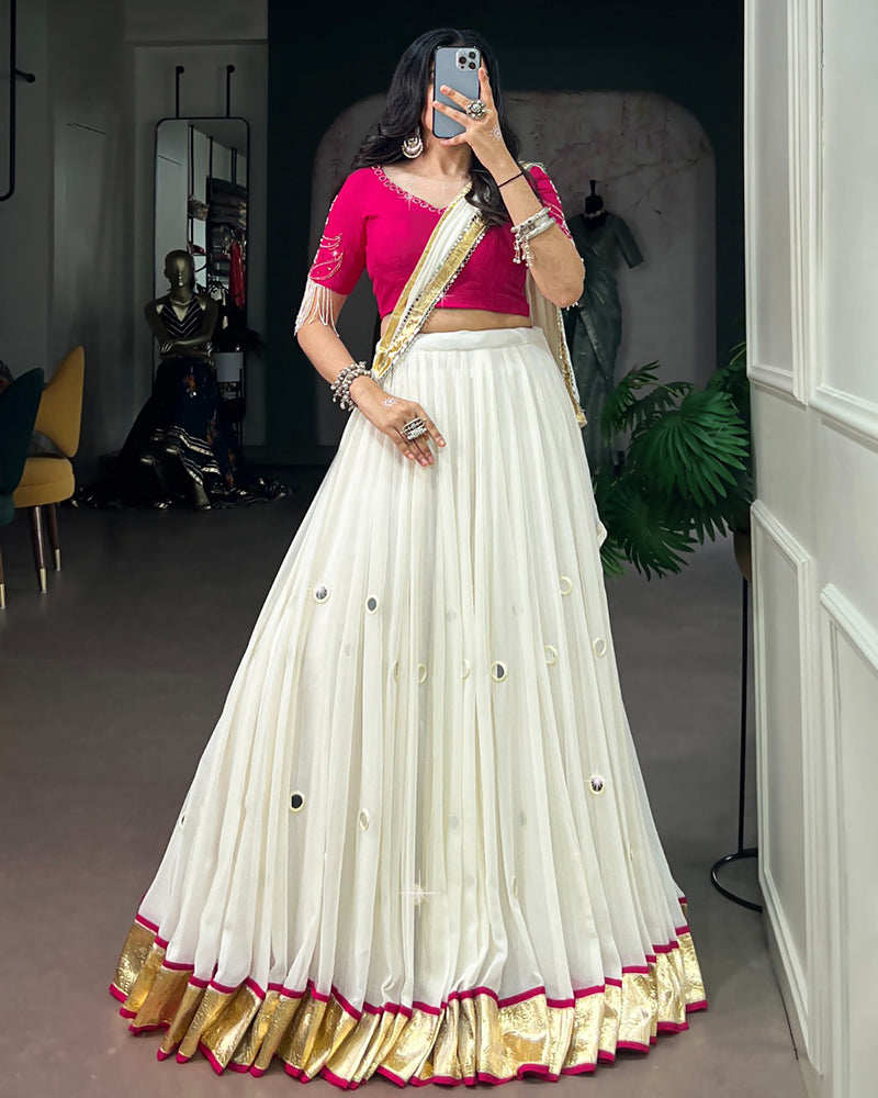 Traditional White Color Lightweight Navratri Lehenga Choli