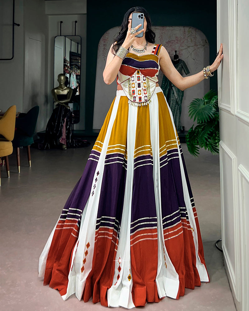 Multi-Color Pure Rayon Gota Patti Navratri Lehenga Choli