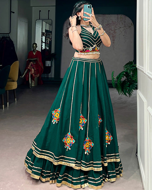 Traditional Green Color Lightweight Navratri Lehenga Choli