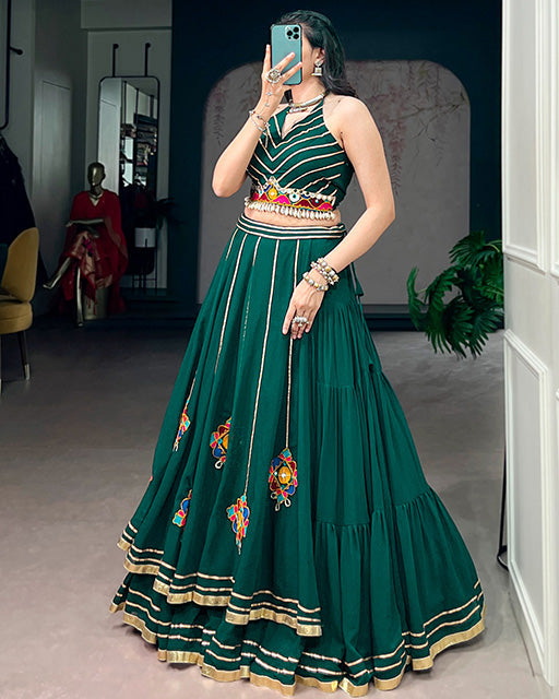 Traditional Green Color Lightweight Navratri Lehenga Choli