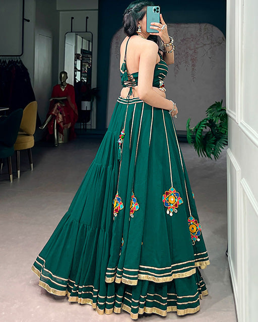 Traditional Green Color Lightweight Navratri Lehenga Choli