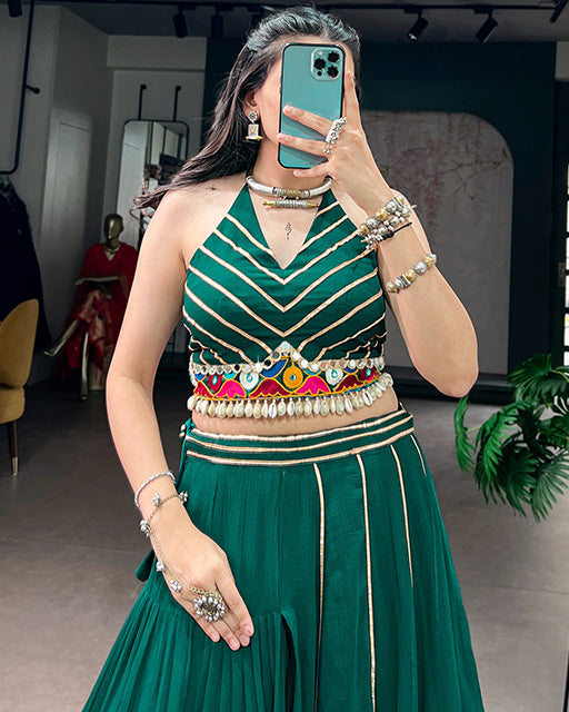 Traditional Green Color Lightweight Navratri Lehenga Choli