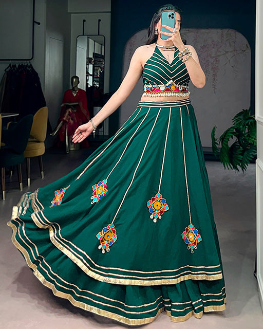 Traditional Green Color Lightweight Navratri Lehenga Choli