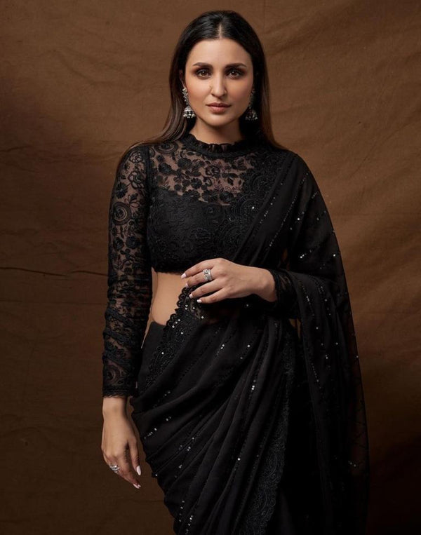 Mitera Sequinned Embellished Celebrity Saree