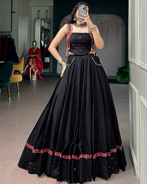 Black Color Fully Stitched Navratri Lehenga Choli