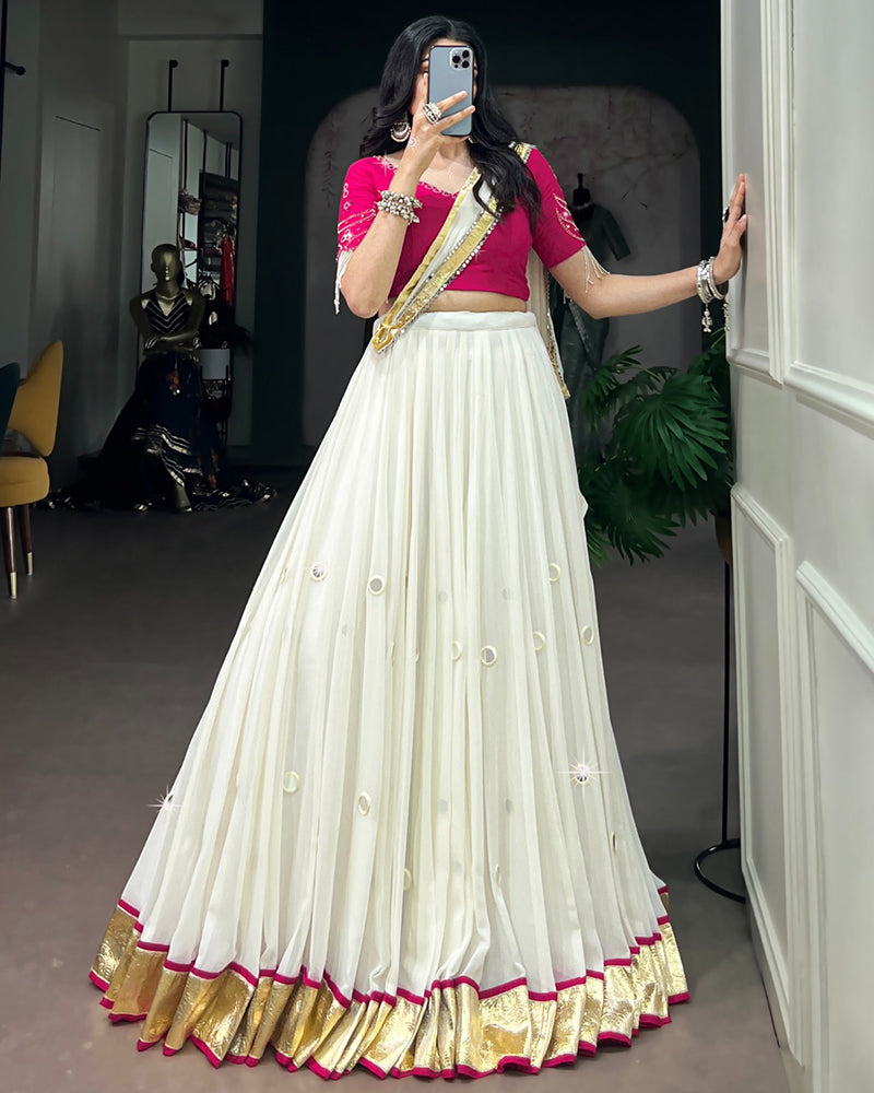 Traditional White Color Lightweight Navratri Lehenga Choli