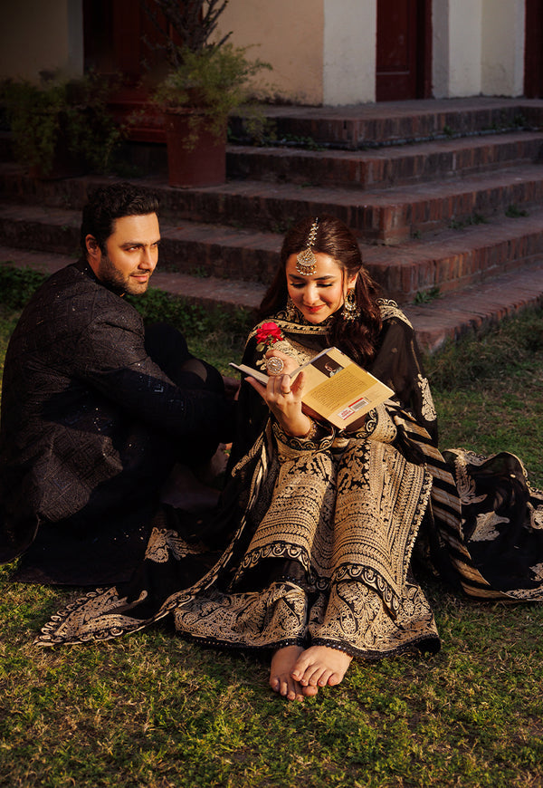Embroidered Black & Gold Eid Suit Pakistani Salwar Suit Kameez Dress