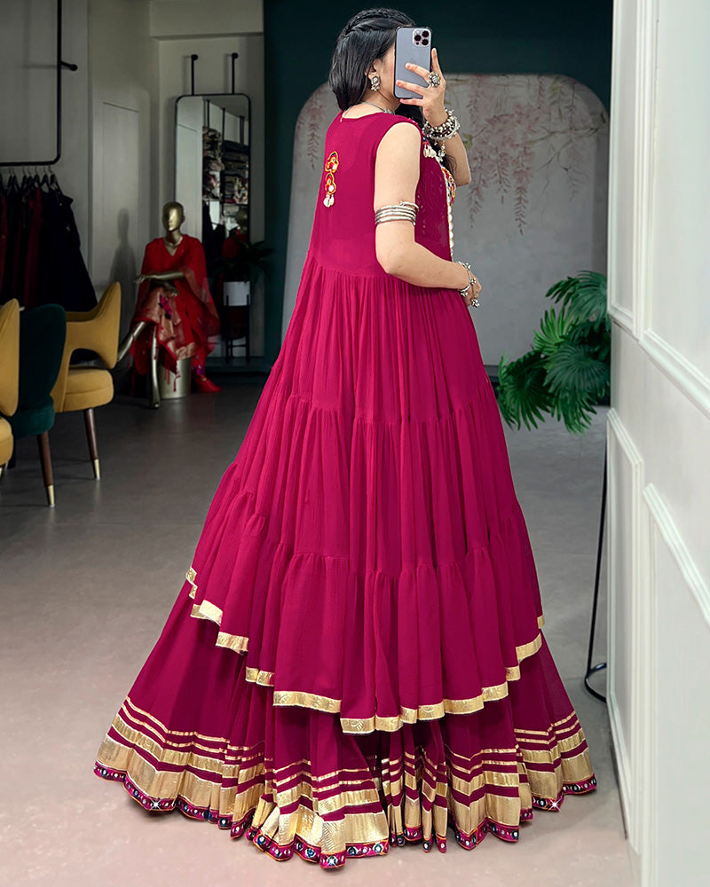 Rani Pink Color Pure Marbel Navratri Lehenga Choli