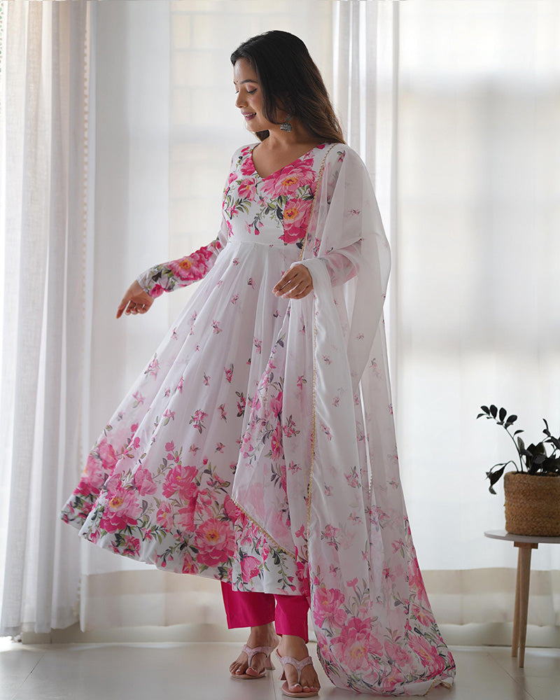 white and pink anarkali dress Shop Anarkali Suits Online in USA