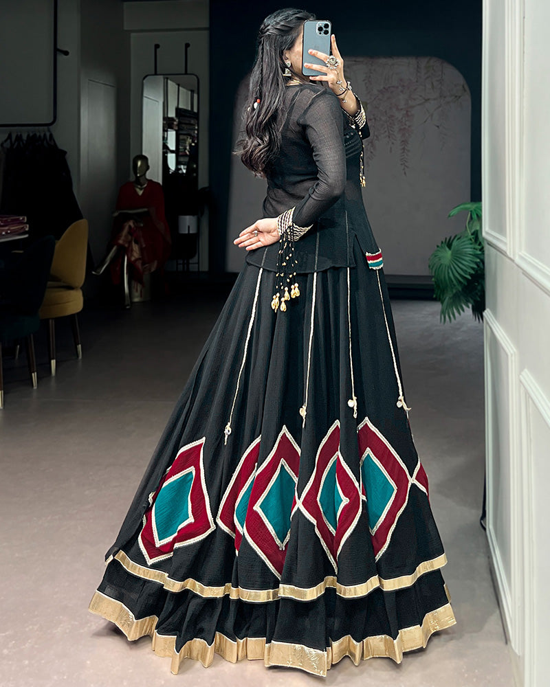 BLACK COLOR PURE MARBEL NAVRATRI LEHENGA CHOLI