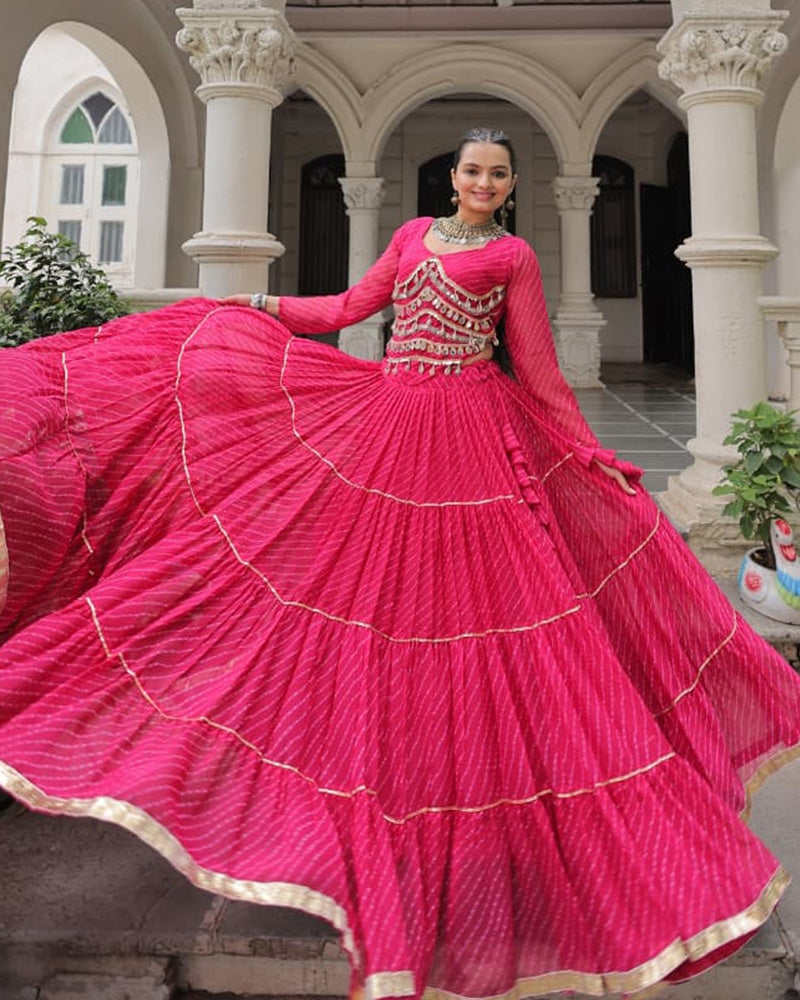 Parrot Green Color Soft Georgette Navratri Lehenga Choli (Copy) (Copy)