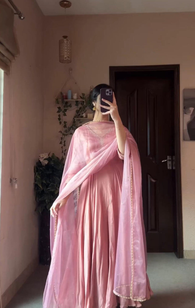 Designer Party Wear Peach Color Exclusive Gown subhvastra Designer Party Wear Peach Color Exclusive Gown subhvastra