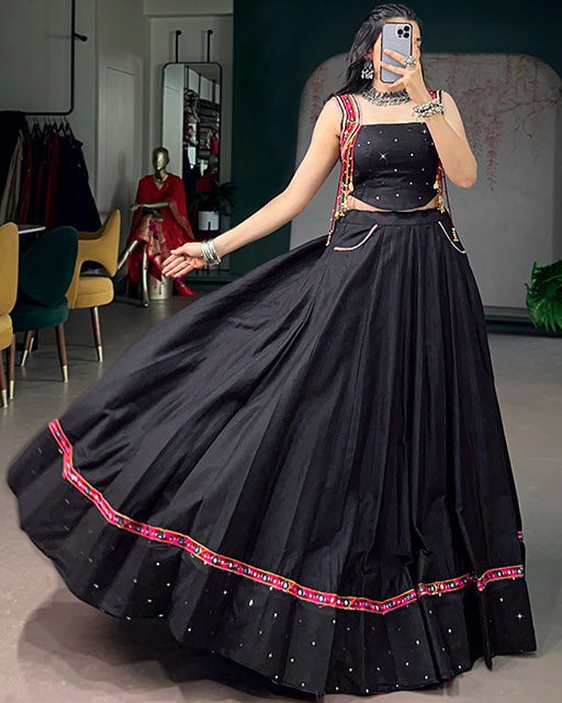 Black Color Fully Stitched Navratri Lehenga Choli