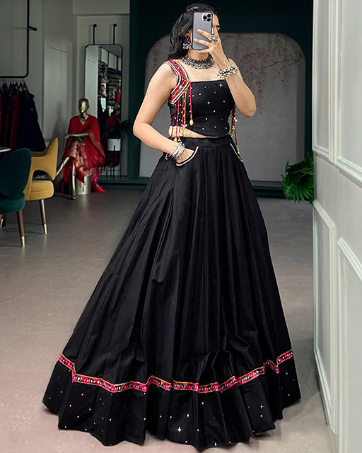 Black Color Fully Stitched Navratri Lehenga Choli
