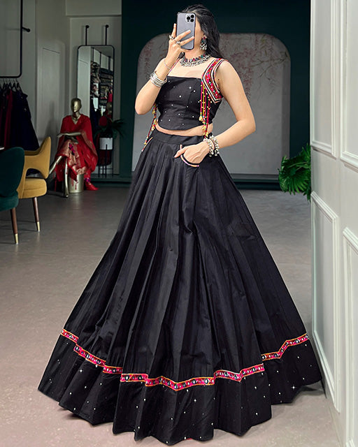 Black Color Fully Stitched Navratri Lehenga Choli