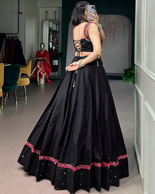 Black Color Fully Stitched Navratri Lehenga Choli
