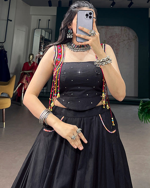 Black Color Fully Stitched Navratri Lehenga Choli