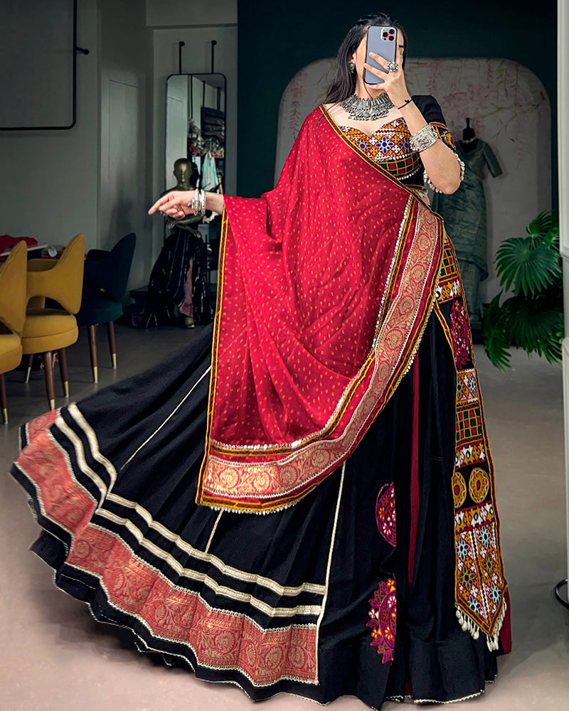 Black Color Pure Rayon Navratri Special Lehenga Choli
