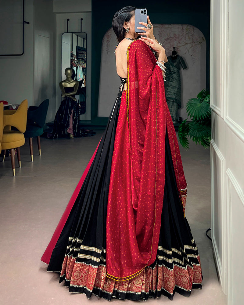 Black Color Pure Rayon Navratri Special Lehenga Choli