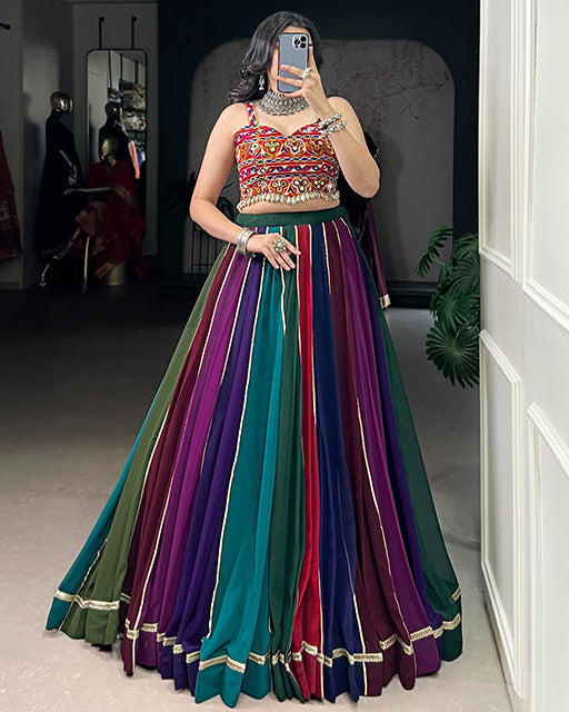 Multi Color Georgette Gota Patti Navratri Lehenga Choli